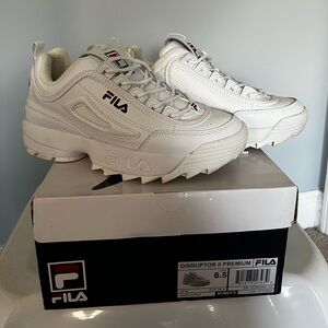 FILA Disruptor II Premium. White. Women’s size 8.5.